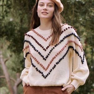 THE GREAT. Bobble Pullover in Cream NWT